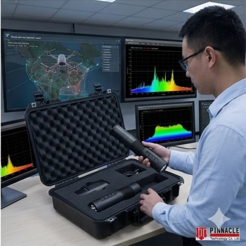 Handheld Flashlight 900/1.5G/2.4G/5.2G/5.8G Anti-Drone Jammer up to 500meter